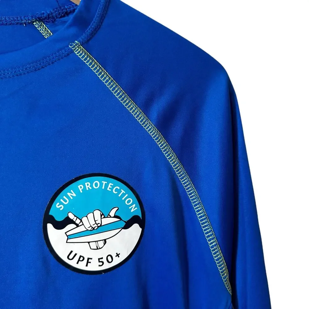 Beach Bros Mens UPF 50+ Long Sleeve Rash Guard Blue Small Swimwear Vacation New